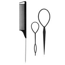 1 套 3 件黑色美发工具，包括头发清洁尾梳、双头梳和眉刷、发饰 - 黑色 - 查看 10