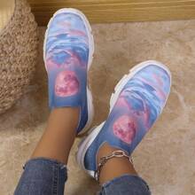 Spring Autumn New Halloween Party Day Of The Dead Fashionable Lightweight Anti-Slip Thick Bottom Durable Flat Low Heel Round Toe Breathable Knitted Embroidered Printed Comfy Slip-On Flat Casual Shoes For Women Office Wear