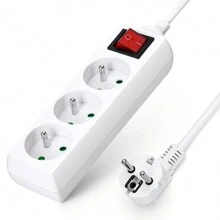 1pc 5m Electrical Extension Socket With Switch & Child Protection, White, 16A 250V, Aigostar, For French Standard - EU E Type Plug(220-240V) - View 1
