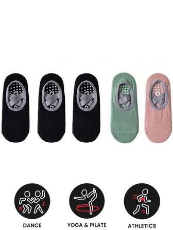 5對女士加墊緩衝防滑瑜伽皮拉提斯芭蕾條站在慢跑運動時穿的襪子