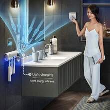 An Intelligent Ultraviolet Toothbrush Sterilizer: Keep Your Family's Toothbrushes Clean And Tidy With This Wall-Mounted Toothpaste Dispenser! - White - View 5