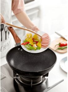 1pc Non-Stick Frying Pan For Home Cooking, Reduces Smoke, Flat Bottom Skillet For Frying And Stir-Frying Seafood Boil