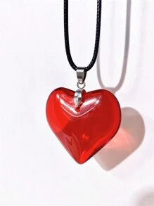 1 pieza Collar con colgante de corazón grande de 35mm de vidrio de color minimalista y único, adecuado para uso diario el Día de San Valentín
