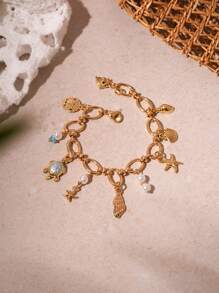 Andkiss 1pc Starfish & Shell Charm Bracelet