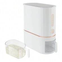10kg/22lbs Rice Dispenser With Cup And Scale Window, Large Dry Food Dispenser For Rice, Beans, Cereals, Kitchen Pantry Organizer, PP Narrow Barrel Body