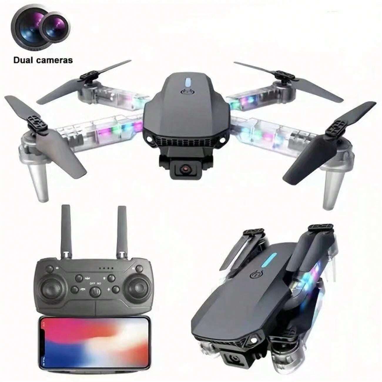 Drone E99 Per Principianti Con Doppia Fotocamera, Decollo/atterraggio Con Un Tasto, Batteria 1800 MAh, Pieghevole E Portatile