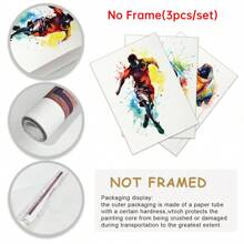 3pcs Bez Ramki Płótna Poster Abstrakcyjny Piłka nożna Sportowiec Sztuka ścienna Nowoczesny  Akwarela Piłka nożna Nadruk Idealny Prezent Dla Sypialnia Dekoracje Salon Dekoracje Rama