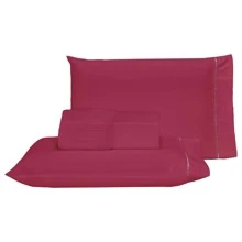Fitted Sheet Percale 400 Thread Count Cotton Type With Stick Stitch On Pillowcase Sizes Queen King And Single - Màu Đỏ Sâu - Xem 2