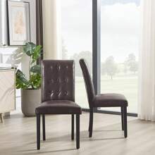 VECELO Tufted Dining Room Chairs Set Of 6, Parsons Diner Chairs Upholstered Side Kitchen Chairs With Solid Wood Legs And Padded Seat - 棕色 - 查看 6