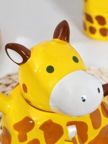 1pc Creative Cartoon Giraffe Ceramic Tea Set, 1 Teapot 2 Cups For Home Use, Birthday Gift Ceramic Cup - Giraffe - View 3