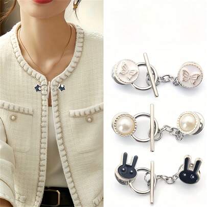 6 件无缝可拆卸服装纽扣 - 装饰性衣领紧固件，非常适合披肩、袖子和裙子 - 多种款式，是送给家人和朋友的理想礼物，用于缝纫的衣服拉链纽扣