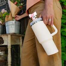 Nắp ống hút hình nơ silicon dễ thương 0,4in, nắp ống hút chống bụi có thể tái sử dụng, mặt dây chuyền cá nhân hóa cho cốc, nắp ống hút hình nơ 0,4 in/10mm tương thích với cốc đựng 30&40 oz, nhà bếp, quà tặng Giáng sinh - nắp rơm - Xem 2