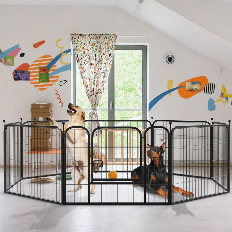8-Panel Foldable Octagonal Dog Cat Pet Fence, Suitable For Dogs, Cats ...