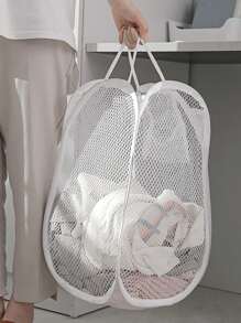 1pc Cesto de roupa dobrável, cesto de malha para armazenamento de roupas sujas