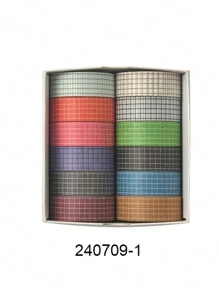 12 Rotoli/Scatola, 2 Metri/78 Pollici, Set di Nastro Washi a Fantasia Multicolore a Scacchi - Nastro Decorativo per Articoli di Cartoleria per lo Studio, Confezioni Regalo e Lavori Fai-da-Te - Materiale Cartaceo, Facile da Usare, Perfetto per Decorare Buste, Regali per Amici