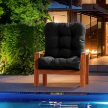 Garden Chair Cushion, Seat Cushion And Back Cushion, UV-Light-Resistant, Waterproof Chair Cushion, Indoor And Outdoor Cushion, Upholstered Cushions, Chair Cushion - 黑色 - 查看 9