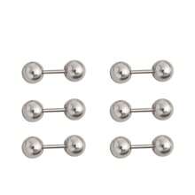 6只装不锈钢豆形耳环，简约球形耳钉，男女皆宜 - 銀色 - 查看 14