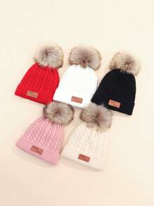 1pc Fashion Pom Pom Baby Winter Knit Hat - Multicolor - View 9