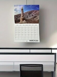 2024 Landscape Wall Calendar, Tour Series, National Holidays Highlights, Full Page World Scenery Monthly Grid Planning