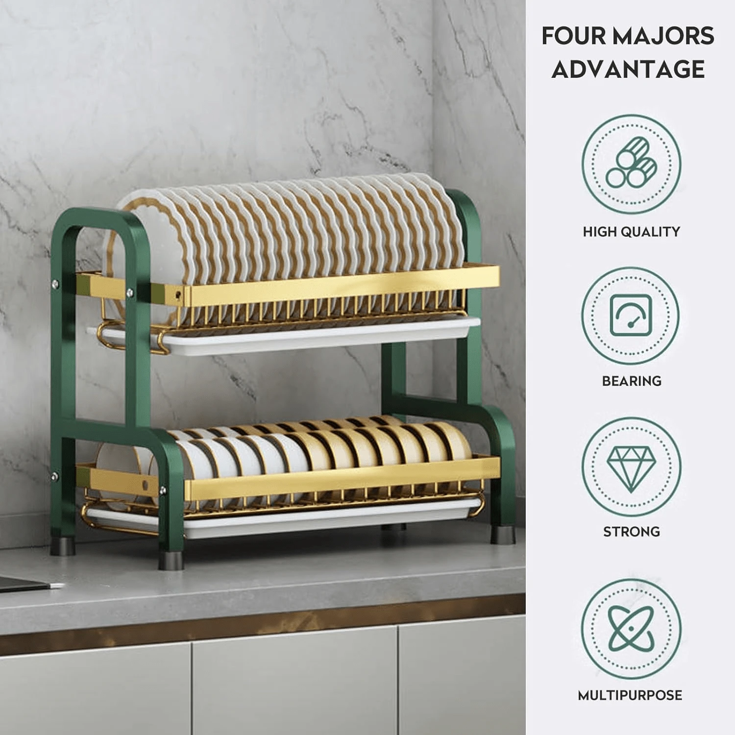 Dish Drying Rack 2-Tier Compact Kitchen Dish Rack Drainboard Set Large ...