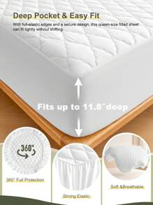 1pc Waterproof Bed Sheets, Bedding, Fitted Sheet, Mattress Cover, Skin-Friendly Bed Cover, Soft And Comfortable Bedding For Bedroom, Solid Color Mattress Protector, Rhombus Pattern, Perfect Fit For Twin Full King Queen All Size Bed, Independence Day Bedding, Bedding Gifts, Machine Washable