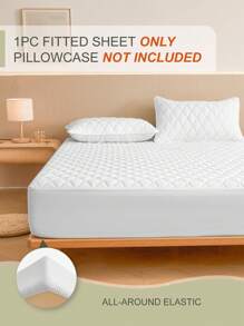 1pc Waterproof Bed Sheets, Bedding, Fitted Sheet, Mattress Cover, Skin-Friendly Bed Cover, Soft And Comfortable Bedding For Bedroom, Solid Color Mattress Protector, Rhombus Pattern, Perfect Fit For Twin Full King Queen All Size Bed, Independence Day Bedding, Bedding Gifts, Machine Washable