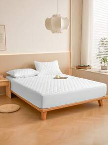 1pc Waterproof Bed Sheets, Bedding, Fitted Sheet, Mattress Cover, Skin-Friendly Bed Cover, Soft And Comfortable Bedding For Bedroom, Solid Color Mattress Protector, Rhombus Pattern, Perfect Fit For Twin Full King Queen All Size Bed, Independence Day Bedding, Bedding Gifts, Machine Washable