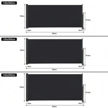 Froadp Side Awning For Balcony Privacy Screen Extendable Side Blind Aluminum Bracket 100% Polyester UV Protection Opaque Awning With Handle For Balcony - Dark Grey - View 5