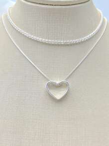 KIT 2 Choker Riviera Crystal + Women's Hollow Heart Necklace In 925 Silver Plated - Tyfanny Type - Bạc - Xem 1