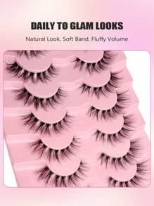 Asiteo 7 对假睫毛透明茎，自然睫毛纤细猫眼睫毛延长条睫毛条睫毛，睫毛，睫毛，假睫毛 - 交叉款 - 查看 3