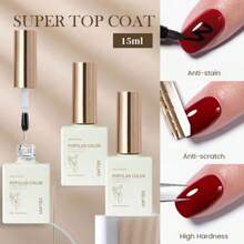 XEIJAYI 2支装15毫升凝胶底油和面油套装，免擦拭哑光面油和底油，持久UV卸甲二合一凝胶指甲油