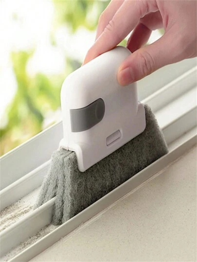 1pc Removable Plastic Window Sill Cleaning Brush With Grooves And Crevice Brush For Home Use