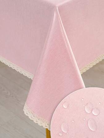 1 件防水防油桌布，TPU 涂层，纯色，适用于会议桌、餐桌、书桌、带流苏的矩形野餐垫