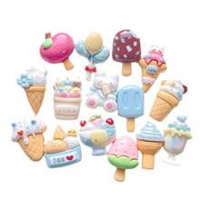 10pcs Mixed Resin Rabbit & Ice Cream DIY Craft Accessories - Earrings, Hair Clips, Phone Cases, Keychains, Shoe Charms, Magnets, Jewelry Making Supplies With Double-Sided Adhesive - Multicolor - View 5