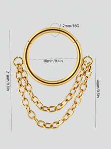 1PC 316L Stainless Steel Chain Dangle Ear Cartilage Tragus Septum Piercing Ring Nose Piercing Rings Body Piercing Jewelry - As Shown - View 14