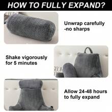 Reading Pillow For Bed Back Rest Lumbar Support Arm Seat Cushion Lounger Pad 2 In 1 Extra Large Reading Pillow With Neck / Arm Support With Extra Filled - Dark Grey - View 6