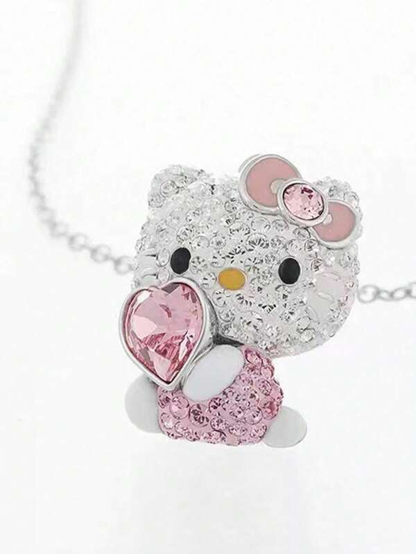 Sanrio Decoração de Natal 1 Peça ou 2 Peças Conjunto de Colar Pendente Fofo com Strass, Colar Kawaii Doce, Presentes de Aniversário, Acessórios de Decoração Cartoon (Algumas Partes Podem Ser Aleatórias)