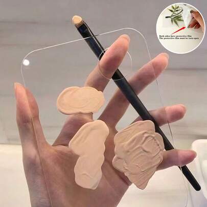 1pc Transparent Makeup Mixing Palette, Minimalist Clear Acrylic Makeup Mixing Tray, Hygienic Reusable Makeup Palette For Foundation And Concealer, Suitable For Salon And Home Use, Foundation Mixing Palette, Makeup Mixing Palette, Suitable For Blending Various Liquid And Cream Cosmetics, For Daily And Special Occasion Makeup Adjustments