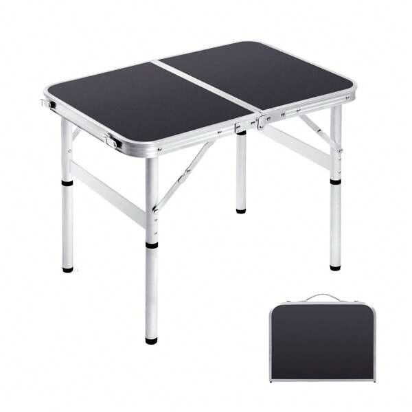 Moosinily Moosinily Small Folding Table 2FT Foldable Camping Table Portable Picnic Table Aluminum 2 Height Adjustable Outdoor Beach Card White 23.6*15.7 Inch