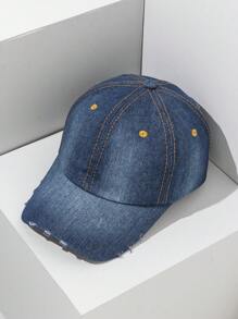 1pc Women's Distressed Denim Baseball Cap Halloween - Multicolor - View 6