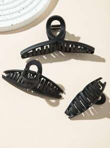 3入組時尚幾何造型大號髮鉗,強力固定下巴髮夾,蝴蝶髮夾髮鉤時尚髮飾,適用於休閒場合的女性厚髮