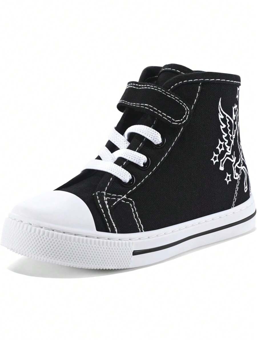Kids Snearkers Toddler Boys And Girls Sneakers Canvas High Top Kids Walking Causal Shoes - 天使獨角獸 - 查看 1