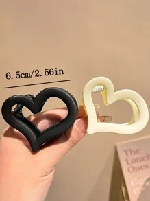 3pcs/1pc Medium Size 6.5cm/2.56in Black, White And Brown Heart Shaped Lightweight Plastic Hair Clips, Fashionable, Versatile, Elegant, Minimalist Design, Solid Color Hair Accessories Suitable For Daily Outing, Casual, Party, Commuting, Vacation, Washing Face, Bathing, Makeup, Matching Clothes Valentine's Day Hair Claws Claw Clips Hair Jaw Clip Hair Clamps Hair Clutch Hair Catcher Clip, School Stuff, College - Multicolor - View 4