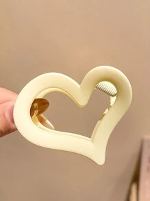 3pcs/1pc Medium Size 6.5cm/2.56in Black, White And Brown Heart Shaped Lightweight Plastic Hair Clips, Fashionable, Versatile, Elegant, Minimalist Design, Solid Color Hair Accessories Suitable For Daily Outing, Casual, Party, Commuting, Vacation, Washing Face, Bathing, Makeup, Matching Clothes Valentine's Day Hair Claws Claw Clips Hair Jaw Clip Hair Clamps Hair Clutch Hair Catcher Clip, School Stuff, College - Multicolor - View 6