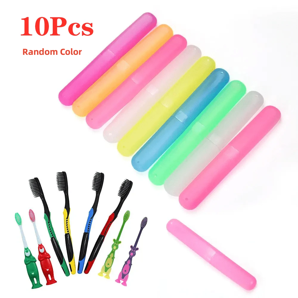 5/10 旅行便携式牙刷盒 透气牙刷收纳盒 磨砂防尘牙刷保护盒 牙刷套（颜色随机发货） - 彩色 - 查看 1