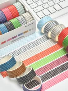 12 Rotoli/Scatola, 2 Metri/78 Pollici, Set di Nastro Washi a Fantasia Multicolore a Scacchi - Nastro Decorativo per Articoli di Cartoleria per lo Studio, Confezioni Regalo e Lavori Fai-da-Te - Materiale Cartaceo, Facile da Usare, Perfetto per Decorare Buste, Regali per Amici