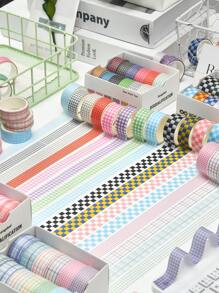 12 Rotoli/Scatola, 2 Metri/78 Pollici, Set di Nastro Washi a Fantasia Multicolore a Scacchi - Nastro Decorativo per Articoli di Cartoleria per lo Studio, Confezioni Regalo e Lavori Fai-da-Te - Materiale Cartaceo, Facile da Usare, Perfetto per Decorare Buste, Regali per Amici