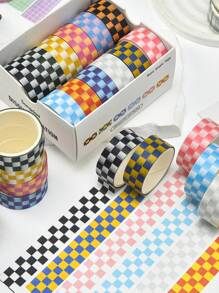12 Rotoli/Scatola, 2 Metri/78 Pollici, Set di Nastro Washi a Fantasia Multicolore a Scacchi - Nastro Decorativo per Articoli di Cartoleria per lo Studio, Confezioni Regalo e Lavori Fai-da-Te - Materiale Cartaceo, Facile da Usare, Perfetto per Decorare Buste, Regali per Amici