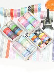 12 Rotoli/Scatola, 2 Metri/78 Pollici, Set di Nastro Washi a Fantasia Multicolore a Scacchi - Nastro Decorativo per Articoli di Cartoleria per lo Studio, Confezioni Regalo e Lavori Fai-da-Te - Materiale Cartaceo, Facile da Usare, Perfetto per Decorare Buste, Regali per Amici
