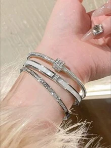 3件套奢华钻石水滴手链，适合作为送给女朋友的礼物 - 單排鑽+小蠻腰+滴油手鐲 - 查看 17